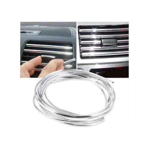 Universal Car 4m U Shape DIY Car-styling Interior Air Vent Grille Switch Rim Trim Outlet Decoration Strip Moulding Chrome Silver