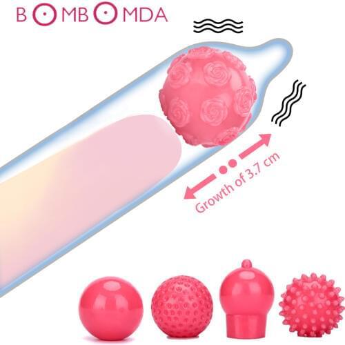 Penis Extender Bead Vibrator Reusable Soft Head Attachment Ball Using with Sleeve For Penis Enlargement Adult Sex Toy for Men