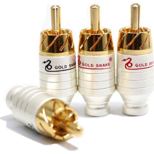 High Quality TaiWan HIFI Hi-end AV Lotus gold plated Audio RCA plug connector jack Terminal for 6mm max audio cable