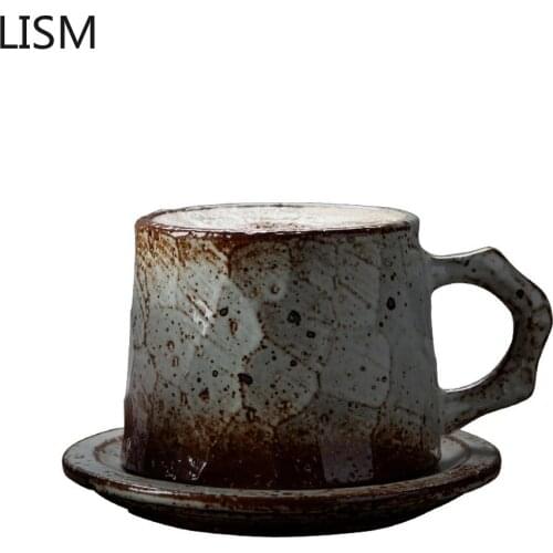 Handmade Japanese Coffee Cups and Saucers Vintage Creative Ceramic Coffee Mug Travel Retro Porcelain Tea Cup Mugs Crestive Gifts
