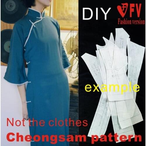 Clothing DIY pattern womens side cardigan without zipper traditional cheongsam 1:1 sewing drawing BQP-42