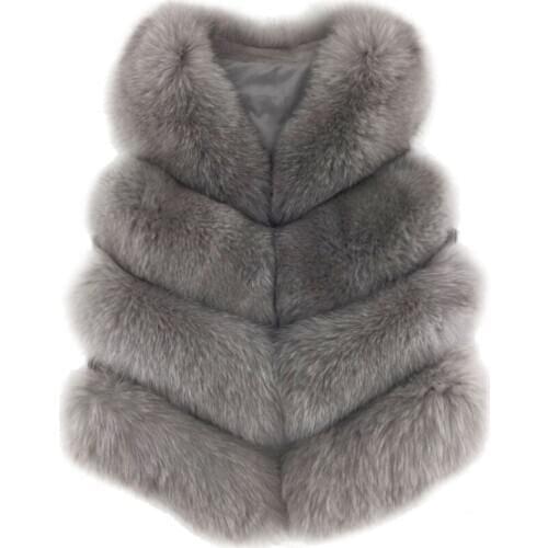 2020 New Arrival Fashion Women Genuine Fox Fur Vest Gilet Fur Waistcoat Thick Warm Vest