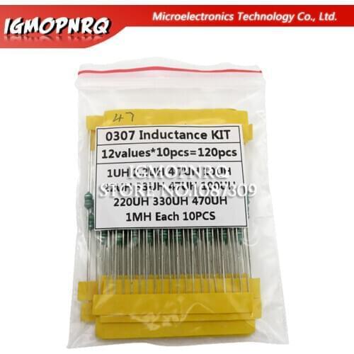 0307 DIP 1/4W 12 Kinds Color Ring inductance Each 10PCS Inductors Assorted Set Kit 1UH 10 22 33 47 100 150 220 330 470 560 1MUH
