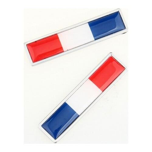1Pair French Flag Auto Emblem Badge Motorcycle Decals Fairing Metal Stickers Car Accessories