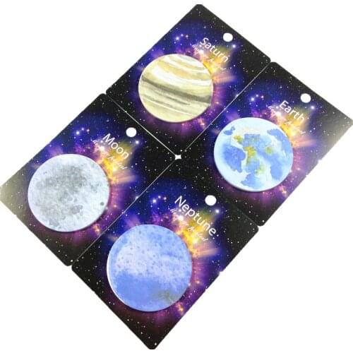 1pack/lot Circle English Planet Series Notes Four Random Selection Self Adhesive Memo Pad Stationery Supply