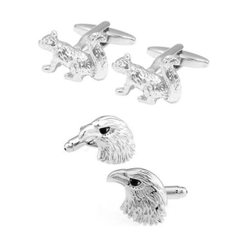 10pairs/lot Cut Hawk Squirrel Cufflinks Flying Eagle Head Cuff Links Shirt Cuff Button Mens Jewelry Gift
