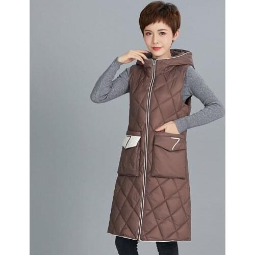 2021 Winter Woman Warm Vests Female Loose Thickening Long Waist Cotton Padded Waistcoat Ladies Puffer Sleeveless Jackets Q68