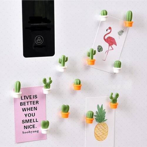 6pcs/Set Fridge Magnets Succulent Plant Magnet Button Cactus Refrigerator Message Sticker Magnets Home Decor Kitchen Accessories