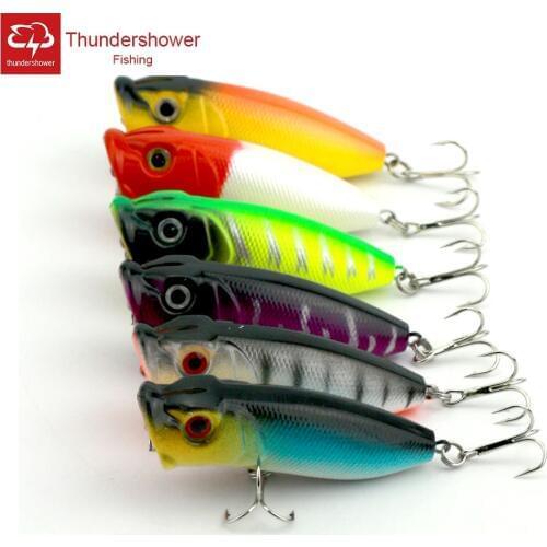 6pcs New Bionic Popper Fishing Lure Top Water Swimbait Lifelike Float Hooks Plastic Hard Crank Bait Fishing Tackles 6.6cm 11.9g