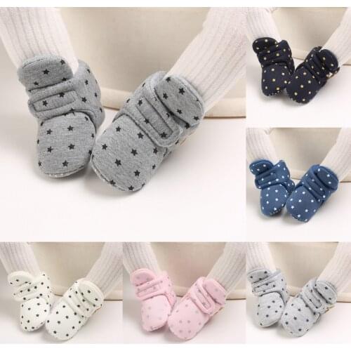 Winter Baby Boots Infant Girls Boys First Walkers Toddler Newborn Cute Star Print Shoes Super Keep Warm Booties Boot