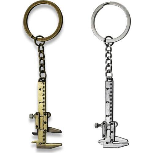 Mini Vernier Caliper key Chain Portable Tool Zinc Alloy Keychain Pendant For Chain Tools