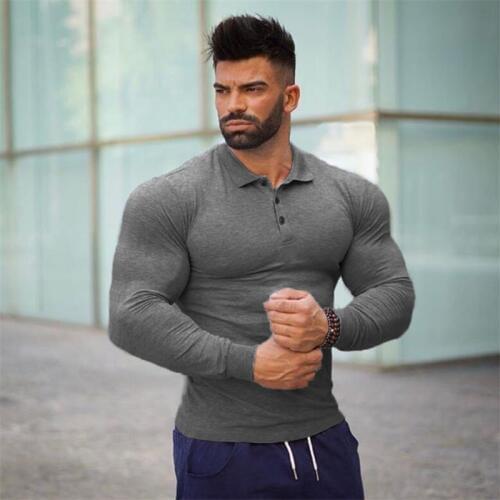 Brand long sleeve business mens polo shirts male solid color gym polo shirt cotton Fitness men polos camisa Sportswear jersey
