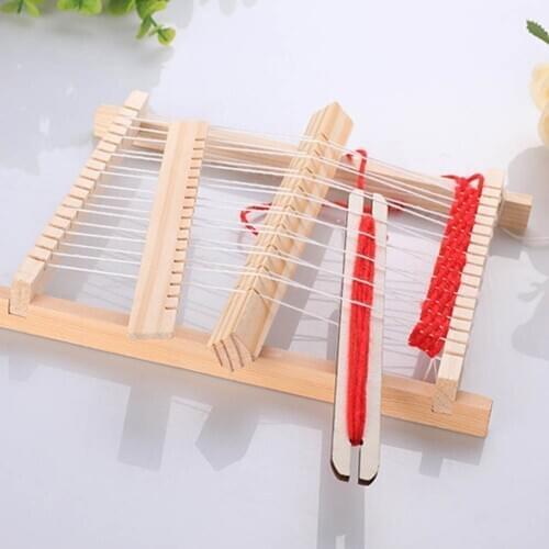 Wooden Weaving Craft Yarn Little Loom DIY Hand Knitting Machine Kids Educational Toys Childrens Diy Handmade Wool Weaving