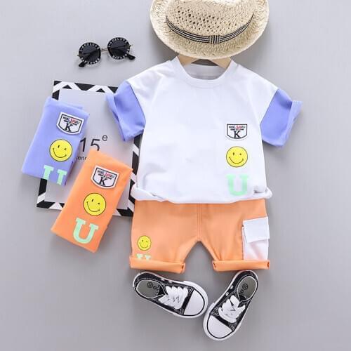 Summer Kids Cotton Out Clothes Children Cartoon patchwork T Shirt Shorts 2Pcs/sets Infant Baby Boy Fashion Toddler Tracksuits
