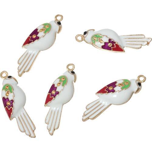 DoreenBeads Charm Pendants Parrot Gold color White(Can Hold ss4 Rhinestone)Black Rhinestone 30mm(1 1/8")x 10mm(3/8"),10 PCs