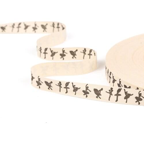 Handmade Printed Cotton Ribbon "Hand made" Letter Print Ribbon For Gift Wrapping Party Dress Sew On Garment 5 yards