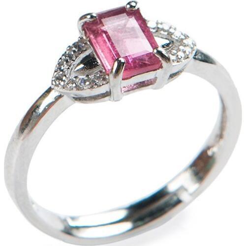 Adjustable Unique Natural Genuine Pink Tourmaline Quartz Crystal Party Wedding Rings Women Jewelry Ring