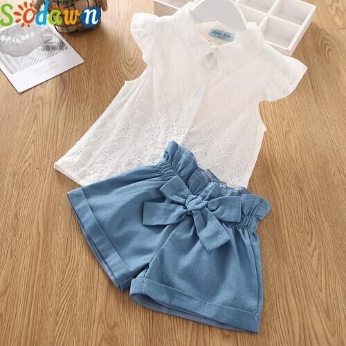Sodawn Kids Girl Clothes Sets New Summer Kid Lovely Dot Baby Clothing Toddler T-shirt Shorts Suits