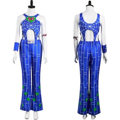 Anime JoJo Bizarre Adventure Jolyne Cujoh Cosplay Costume Anime Jolyne Cujoh Sexy Vest Pants Cuff strap Suit