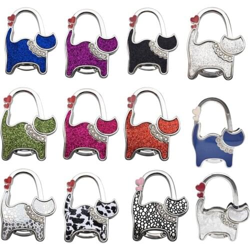 Creative Metal Decorative Hooks Cat Shape Portable Handbag Hook Bag Holder Folding Bag Hanger Table Side Hook Shining Hanger