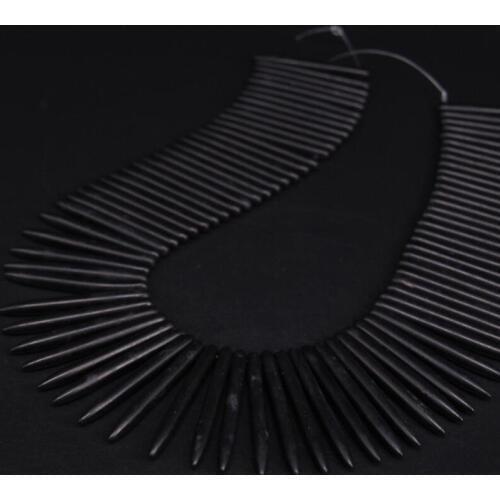 3Strands/Lot Natural Black Turquoises Top Drilled Stick Point Beads,Howlite Stone Bullet Nail Pendant Necklace Jewelry Making