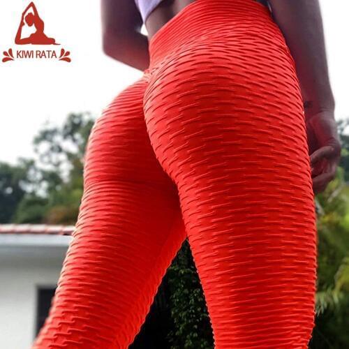 KIWI RATA Womens High Waist Tummy Control Yoga Pants Scrunch Booty Leggings Butt Lift Textured Workout Tights Running Pant