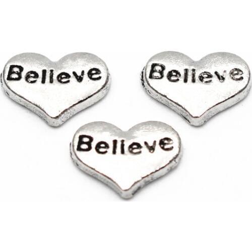 Hot selling 10pcs/lot belleve Heart Floating charms Alloy Charms Living glass Memory Lockets DIY woman Jewelry