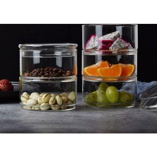 Small Containers With Lids Glass Jars For Food Can Overlap Save Space Fridge Storage Fruit Salad Fresh Bowl Kitchen Items