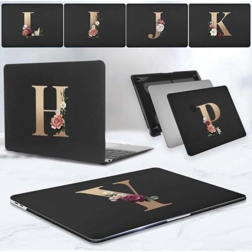 Matte Laptop Case for Apple Macbook Air 13" /Pro 13" /Pro 15" A1398 A1707 A1990 /Pro 16" A2141 Gold Letter Pattern Hard Shell