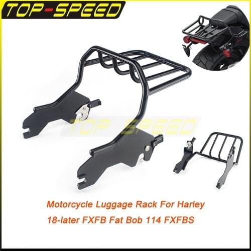 Motorcycle Black Holdfast Two-Up Luggage Rack Kit For Harley FLSB FXLR FXLRS Low Rider FXLR Sport Glide FLSB 2008-2021