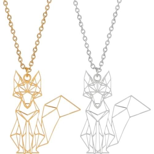 Stainless Steel Fox Necklace Hollow Cute Pendant Minimalist Women Jewelry Gold Silver Color Chain Gifts
