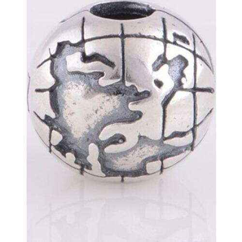 Fits for Pandora Charms Bracelets Globe Clip Beads 100% 925 Sterling Silver Jewelry Free Shipping