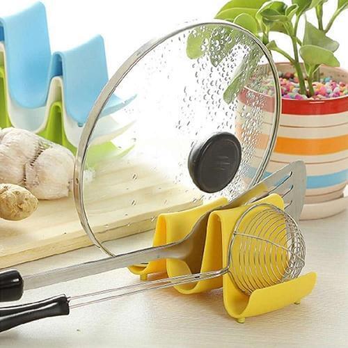 Wave Style Pan Pot Cover Spoon Lid Shell Rack Stand Holder Home Kitchen Utensils This creative pan cover holder tool