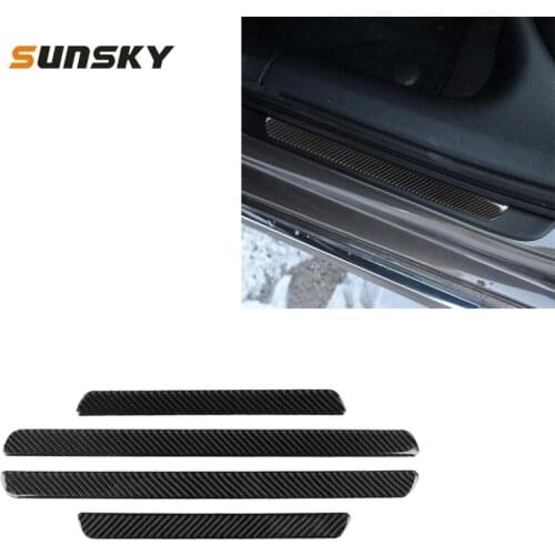 Car Threshold Strip Carbon Fiber Decorative Sticker for Audi A6 S6 C7 A7 S7 4G8 2012-2018, Left and Right Drive Universal