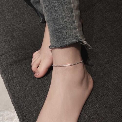 Simple Fashion Thin Stamped Shiny Chains Anklet For Women Girls Friend Foot Jewelry Leg Bracelet Jewelry