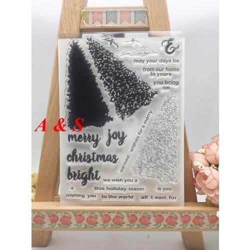 CLEAR STAMPS Christmas Tree Scrapbook Card album paper craft silicon rubber roller transparent stamps