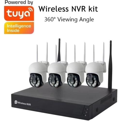 PTZ 4CH Video System Tuya Smart Life Surveillance Camera NVR Kit 1080P Wireless WIFI CCTV System Camera Security System