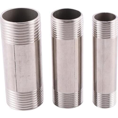 8cm length 304 Stainless Steel pipe Garden Greenhouse Water Connector 1/2" 3/4" 1" External thread Shower Extension Rod Tube