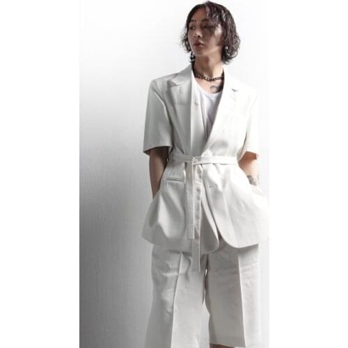 Trendy mens casual mens coat youth fashion handsome cardigan classic short sleeve belt jacket loose large coat