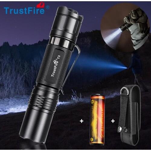 Trustfire T3 EDC Tactical led flashlight 1000 Lumens 18650 CR123 Cree Pocket Lamp Flash Light for Outdoor Camping Hiking