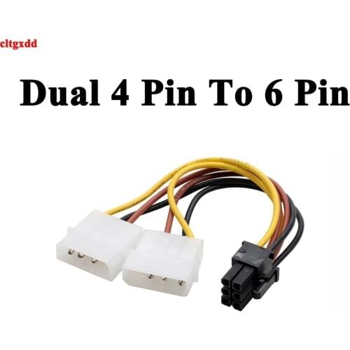 Cltgxdd ATX IDE Molex Power Dual 4 To 6-Pin PCI Express PCIe Video Card Adapter Cable