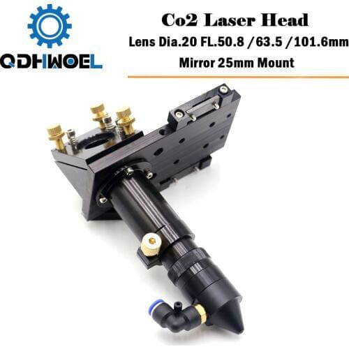 High Quality CO2 Laser Cutting Head for Focus Lens Dia.20 FL.50.8 63.5 101.6mm & Mirror 25mm Mount