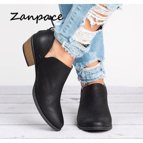 Spring Boots Women High Heel Ankle Boots Plus Size 35-43 High Heel Female Martin Boots Casual Ankle Leather Shoes Women 2019