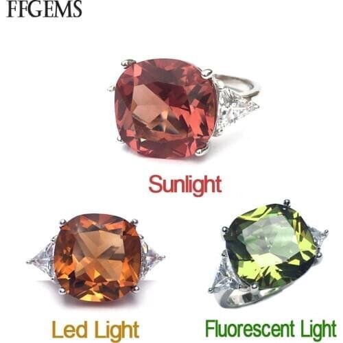 FFGems New Design Zultanite Rings 925 Silver Sterling Stone Color Change Gold Plated Fine Jewelry For Women Party Gift Box