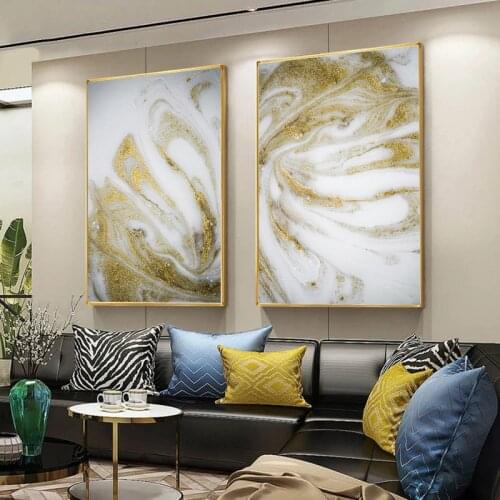 Golden Decor Marble Abstract Wall Paintings Canvas Poster and Print Nordic Decoration Wall Art Picutre Modern Home Decor