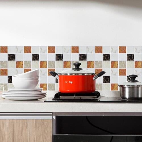 1 Set Tile Sticker Easy to Apply Bright-colored PVC Anti-scratch Self Adhesive Wall Sticker for Home