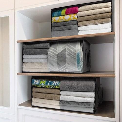 1PC Storage Bag For Clothes Blanket Portable Non-woven Folding Clothes Pillow Quilt Blanket Storage Box Organizer Hot Sale