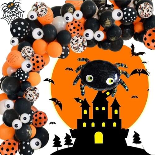 120Pcs/lot Halloween Balloons Garland Arch Kit Halloween Decoration Balloon Arch Bat Foil Balloons Globos Halloween Party Decor