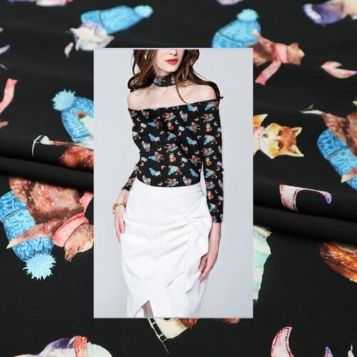140*50cm new animal paradise silk stretch crepe de chine fabric mulberry silk brand fashion fabric dress shirt fashion fabric