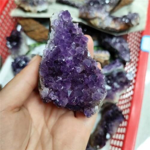 2pcs 80-100g Natural Amethyst Geode Quartz Cluster Crystal Specimen Energy Healing